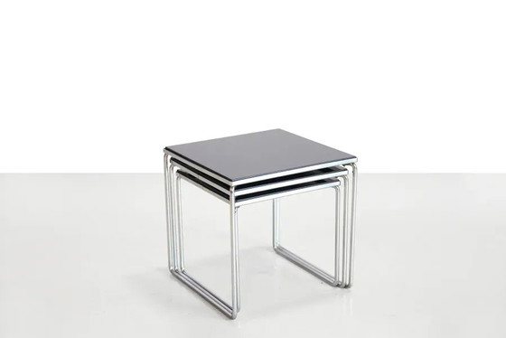 Vintage bijzettafels van chroom en zwart glas van Brabantia uit de jaren 60. – Chrome, Mid Century Modern (photo 5 of 7)