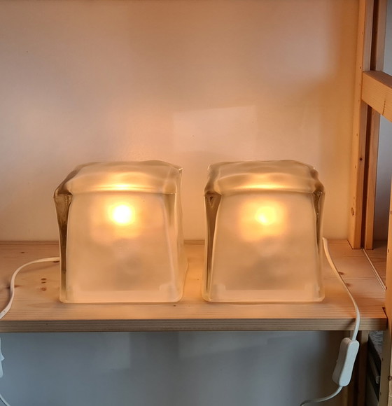 Image 1 of 2x IKEA Ice Cube Iviken table lamps