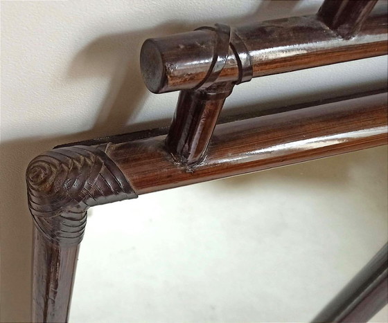 Decorative brown bamboo frame, Rattan, Glass, 1970 (photo 7 of 12)