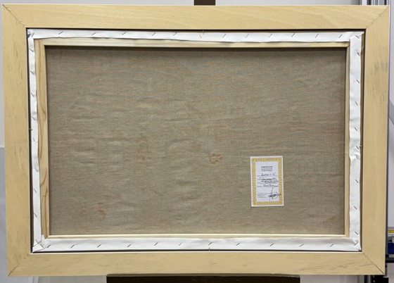 Mixed Media Painting on Retouched Canvas, Antonio Wallis 60x90cm, Seascape, Coastline in Frame (photo 5 of 6)
