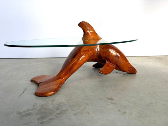 Polyte Solet Dolphin Coffee Table And Stools, 1990s – Glass, Wood (photo 8 of 16)