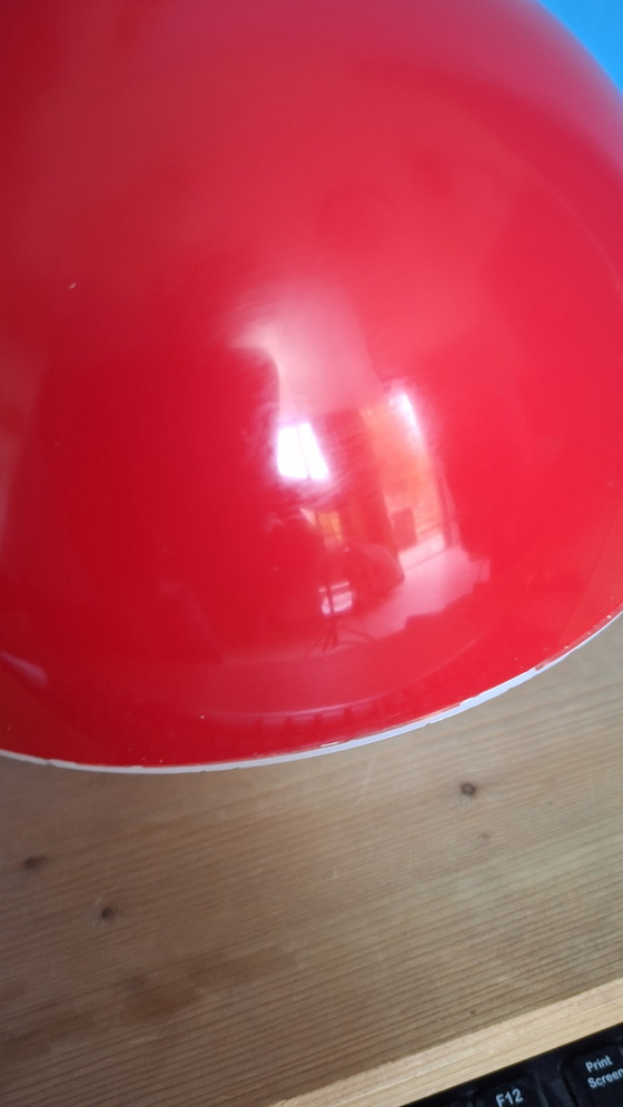Image 1 of Red vintage space age massive mushroom pendant lamp