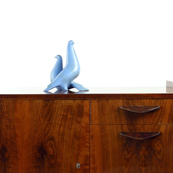 Image 1 of Scultura in ceramica di due colombe blu, Keramia, anni &#39;60