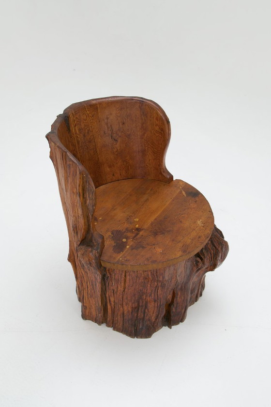 Image 1 of Sedia primitiva in ceppo