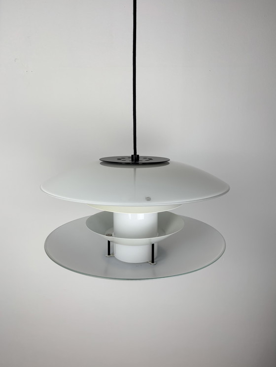 Image 1 of Halo Tech Design, Pendant Lamp, Danish Design, 1990s, Space Age, Vintage Lamp, Glass, Sputnik Design, UFO, Minimalism