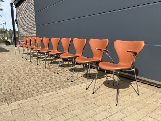 Image 1 of Fritz Hansen series 7 Butterfly chairs in Cognac leather NEW!!