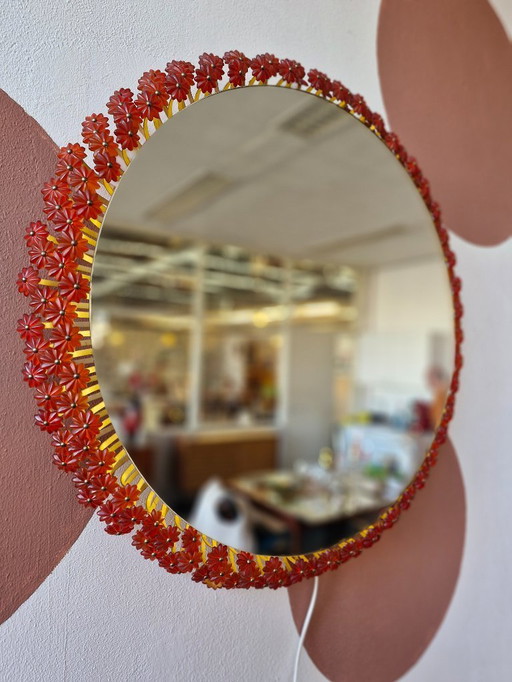 Vintage design flower mirror Emil Stejnar 60s