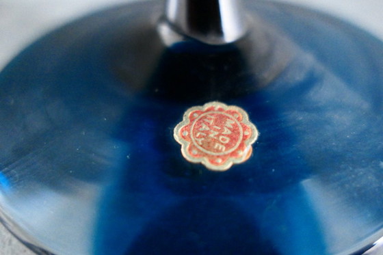 Vintage Empoli Turquoise Glass Vase on Base (photo 6 of 9)