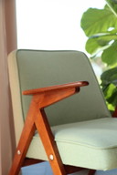 Poltrona vintage in lana verde menta, design moderno di metà secolo