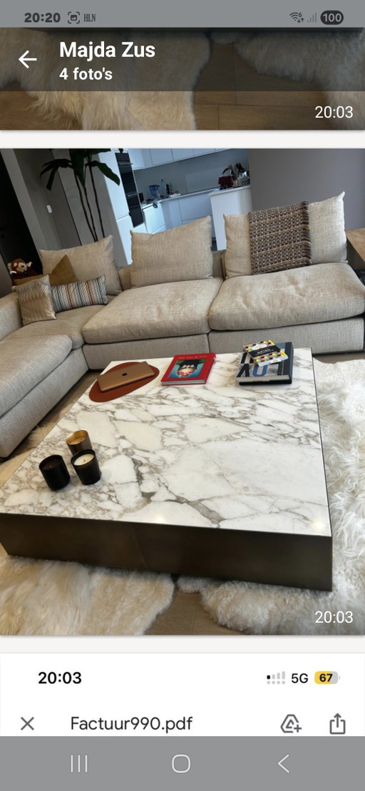 Mesa de centro Belt Design Meridiani – salontafels, Marble, Wood