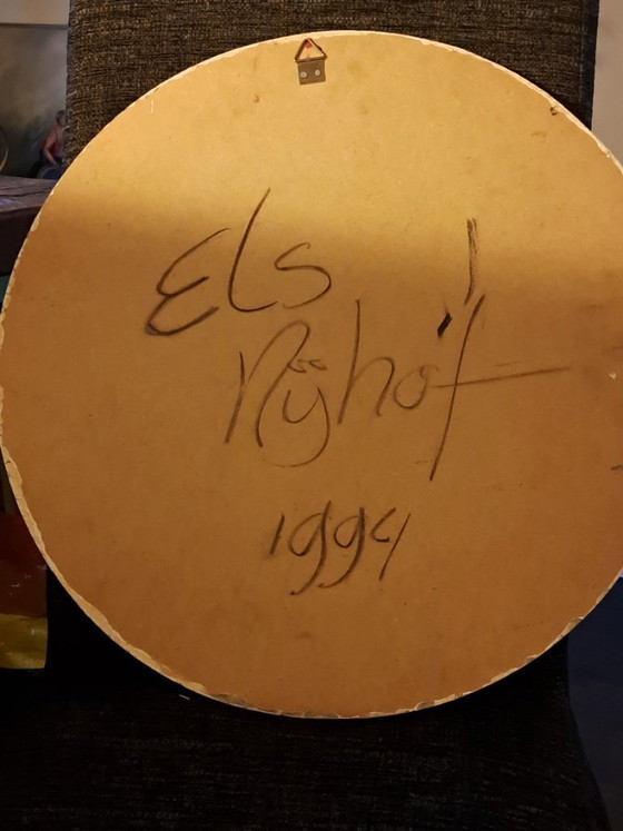 Image 1 of Els Nijhof (1994) – Powerful abstract-expressionist painting (Ø 50 cm)