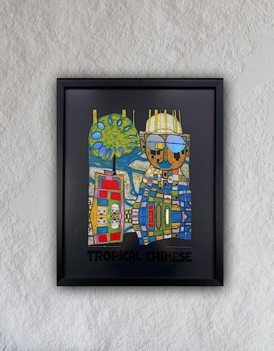 Image 1 of Friedensreich Hundertwasser: "Cinese tropicale". Litografia offset in cornice da galleria con vetro acrilico antirifle
