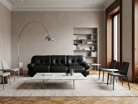 Image 1 of Canapé Sapporo 3 places en cuir noir de Mobil Girgi, années 1970