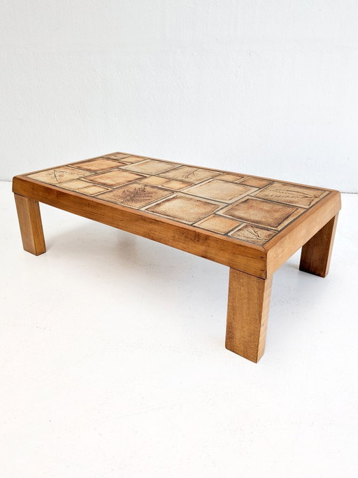 Tavolino da caffè con piastrelle in ceramica, anni '60 – salontafels, Wood