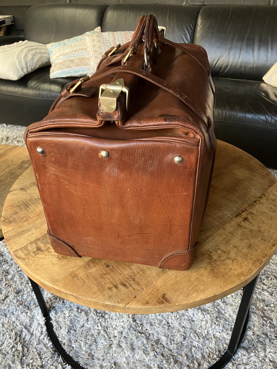 Image 1 of Unique Antique English Gladstone Bag ca. 1920