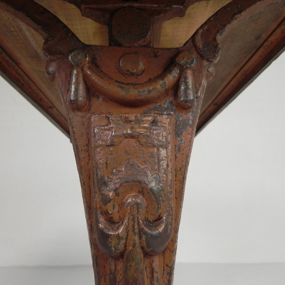 Image 1 of Table de bistrot Art Déco avec plateau en chêne sur piétement en fonte