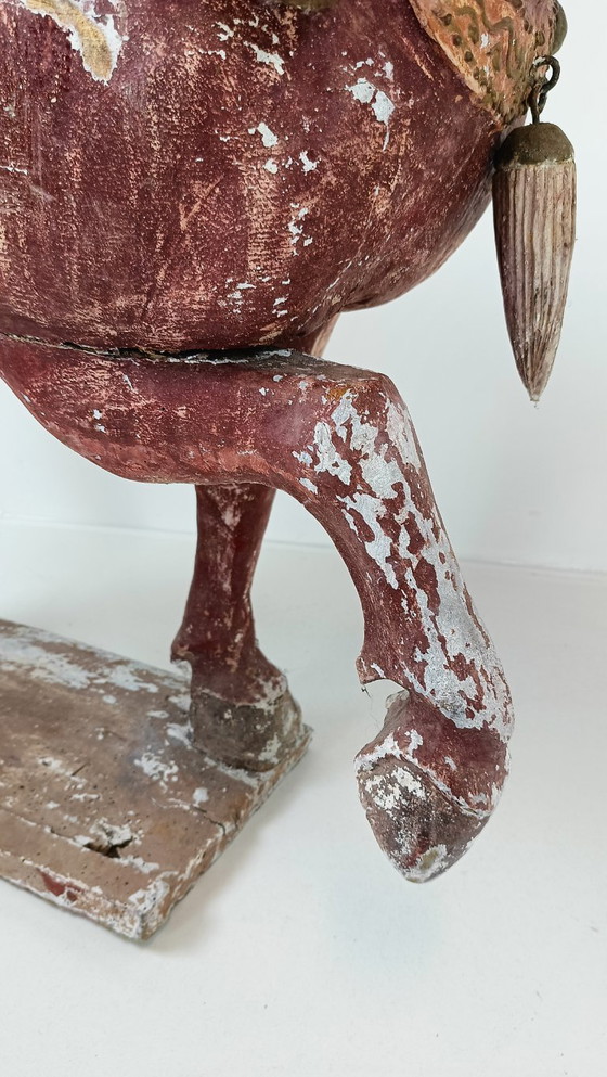 Image 1 of Hermosa estatua antigua de caballo de madera de la dinastía Tang