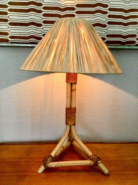 Grande lampada da tavolo vintage in bambù di metà secolo – Lampade da tavolo, Rattan, Bamboo (photo 8 of 8)