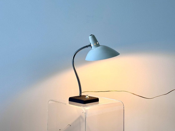 Vintage Gooseneck Table Lamp, 1960s, Metal, White (photo 13 of 15)