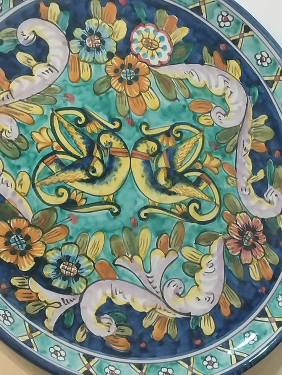 Image 1 of Grande piatto da parete in ceramica maiolicata di Vietri 47 cm