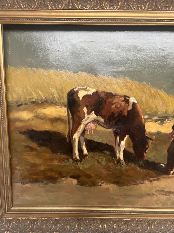 Image 1 of Pintura (13): Campesino con ganado - Feodor van Knegten 1871-1937