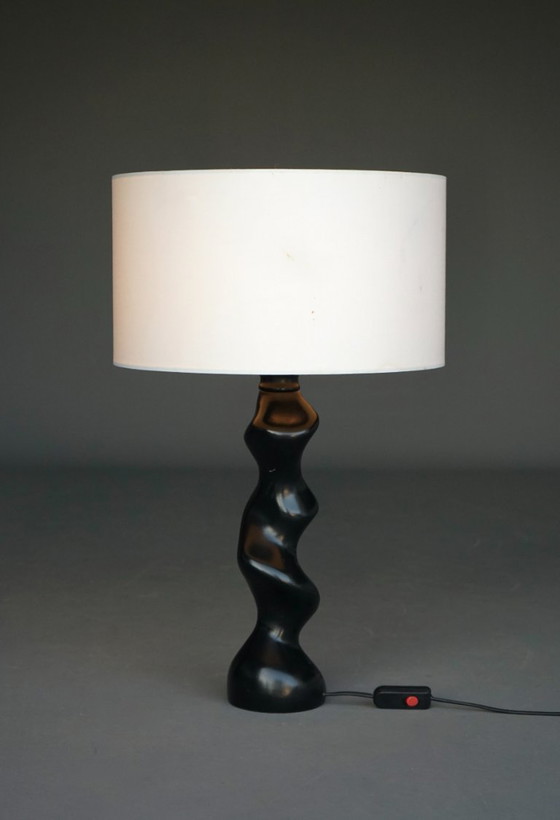Model 42 Sculptural Ebonised Wood Table Lamp from Temde Leuchten, 1970s (photo 12 of 13)