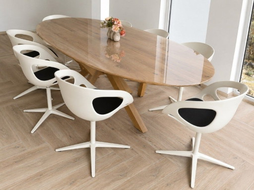 8 sedie Fritz Hansen – eetkamerstoelen, Plastic, Textile
