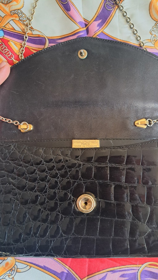 Bolso vintage Pourchet Paris de piel con efecto cocodrilo – Hecho en Francia