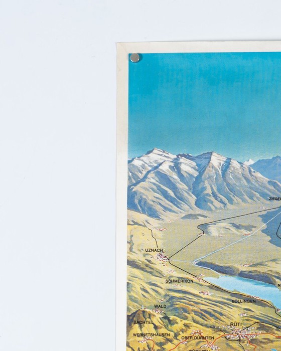 Image 1 of Lac de Zurich – 1978 Affiche de voyage vintage originale de M. Bieder – Style suisse – 101 x 64 cm