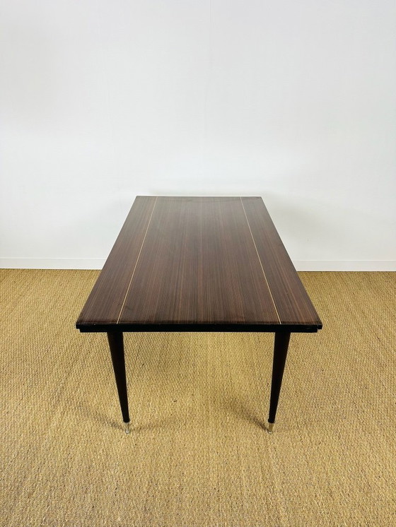 Image 1 of Uitschuifbare modernistische eettafel van Macassar ebbenhout, 1950