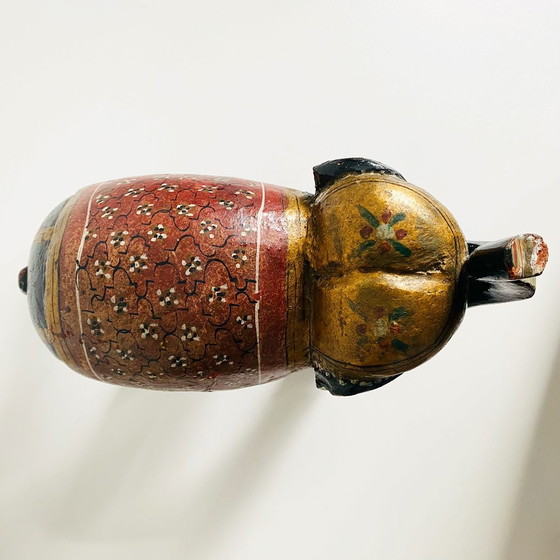 Image 1 of Vintage handgesneden decoratieve houten olifant Rajasthani-stijl handgeschilderd 1960's