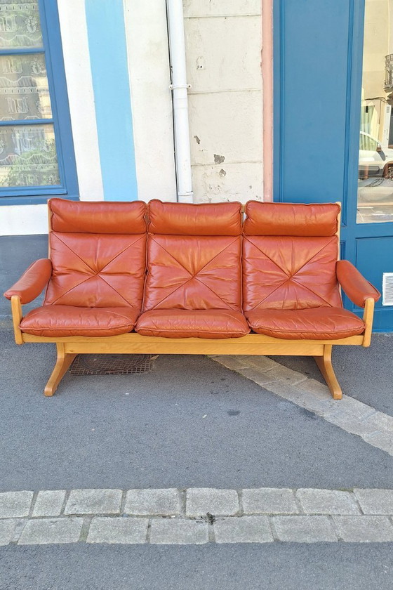 Image 1 of Banquette scandinave en bois et cuir par Soda Galvano pour Liebe Mobel