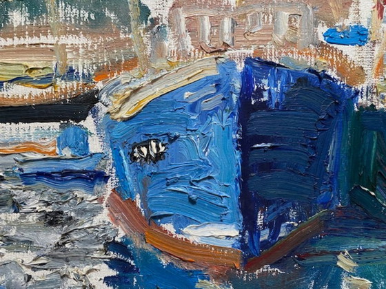 Vissersboten in Haven Oostende – A. De Deken, Kunst, Wood, Canvas (photo 8 of 13)