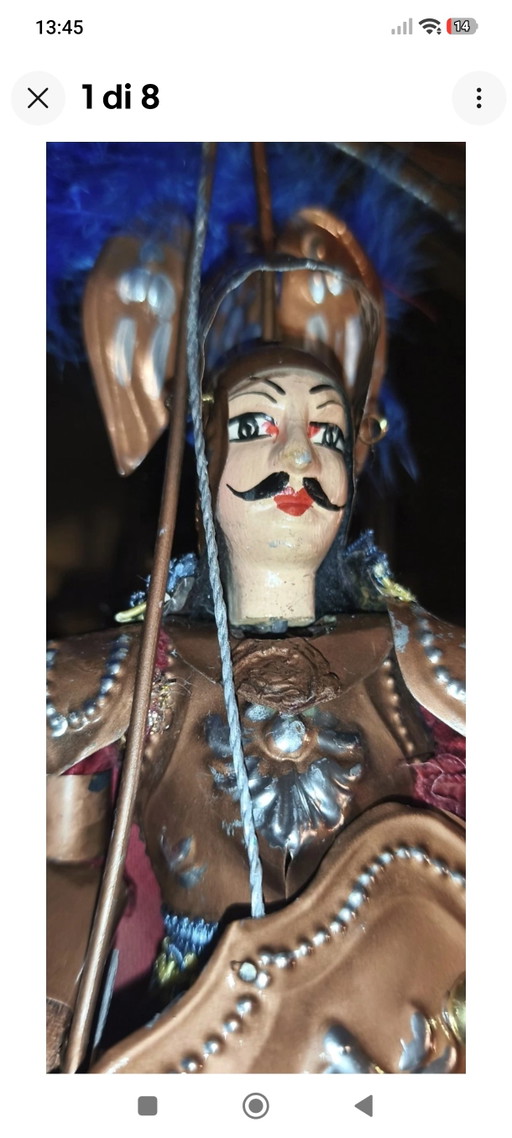 Armure de cérémonie vintage sicilienne Pupo Orlando 34 cm – decoratieve objecten, Metal, Velvet