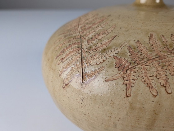 Image 1 of Ceramic Table Lamp in the Style of Roger Capron with Herbier Fern Motif, 1960s