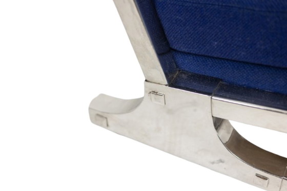 Image 1 of Valérian Rybar Pair of armchairs and pouf in chromed steel. 1970s