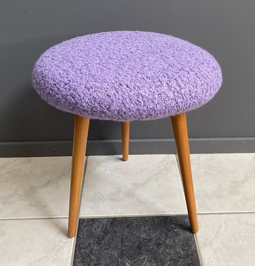 Purple wool round stool 1960s