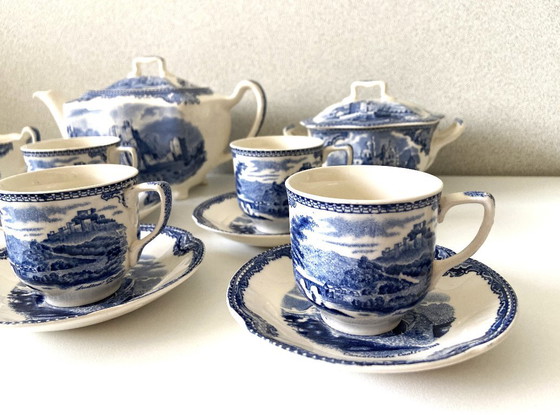 Image 1 of Vintage Johnson Brothers Bros Old Castles Blue Edit Set per tè e caffè