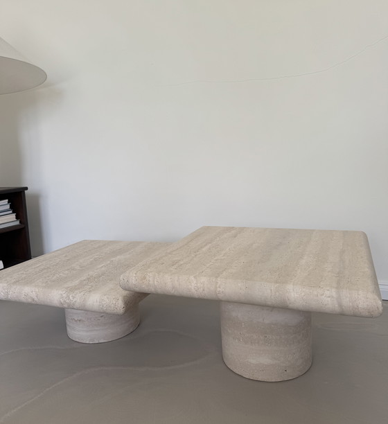 Image 1 of Vintage Travertine Coffee Table Set
