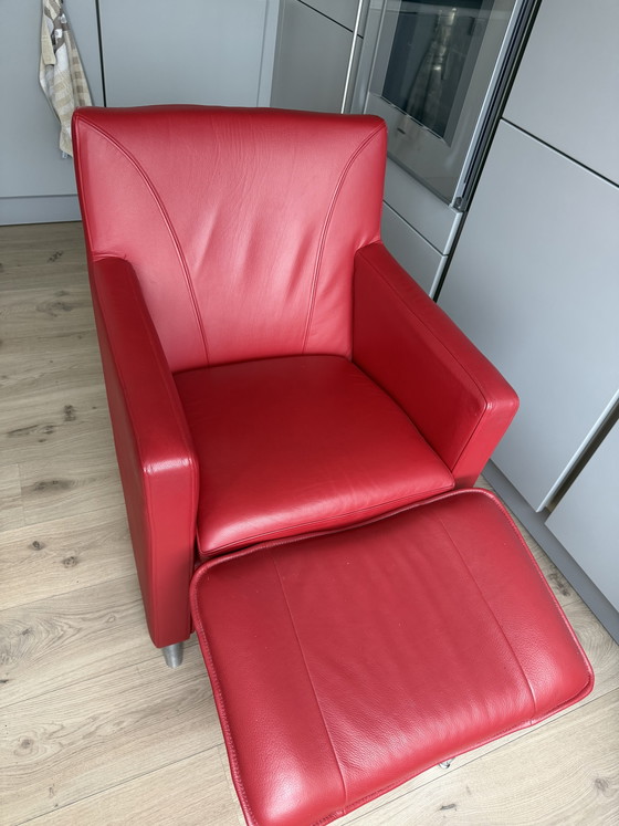 Image 1 of Leolux Dolcinea rood leer met hocker