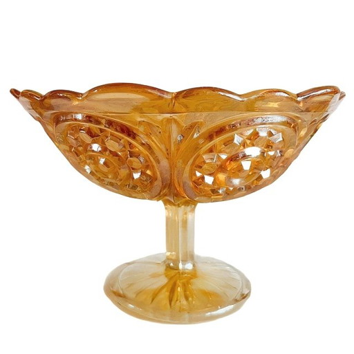 Vintage Fenton Carnival glazen snoepschaal uit de jaren 60