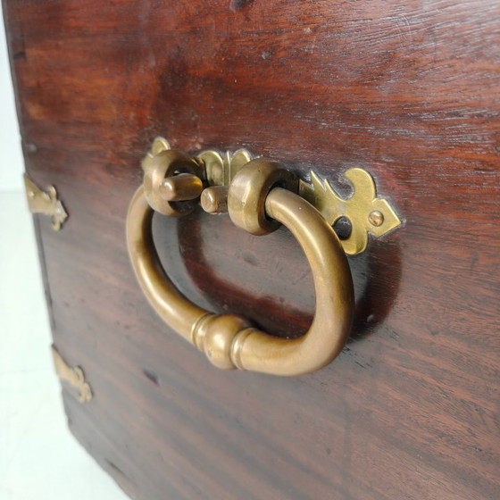 Image 1 of 18th-century Dutch VOC colonial chest with brass fittings