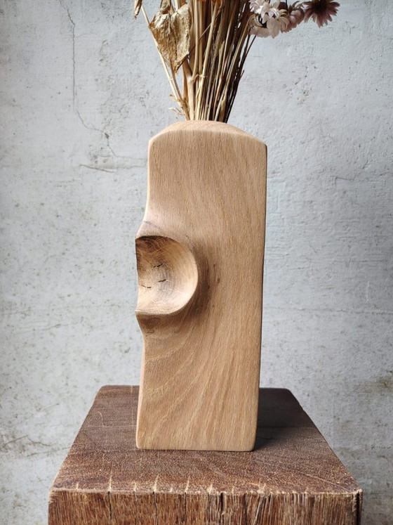 Vase / Skulptur aus geschnitzter Massivholz-Eiche – retroDom, Vasen (photo 9 of 9)