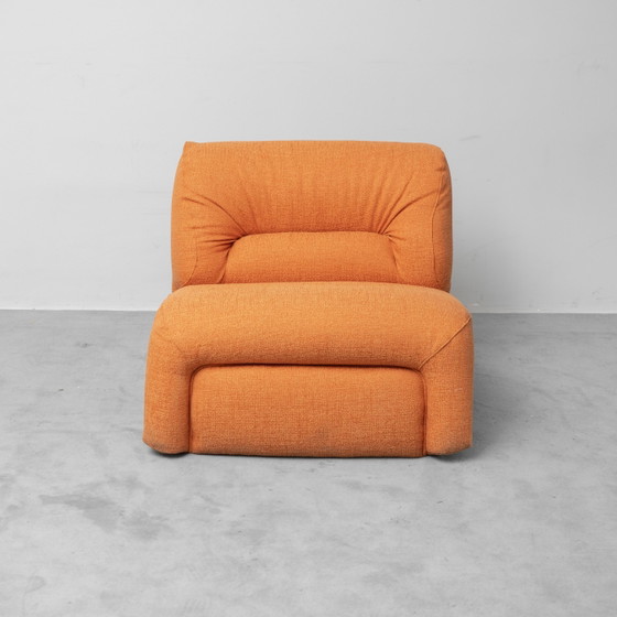 Fauteuil Lounge Vintage en Tissu Orange, Design Modernariato Années 70 – 1970 (photo 3 of 11)
