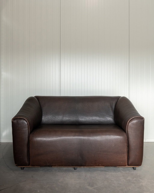Canapé deux places vintage DS-47 de De Sede, canapé en cuir à encolure épaisse, assise extensible, années 1970