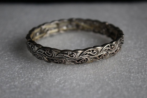 Image 1 of Vintage filigraan armband, zilverkleurig, elastisch, antieke stijl