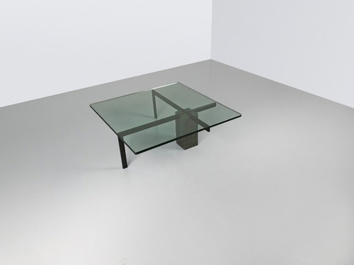 Tavolino da caffè KW1 in vetro, metallo e granito di Hank Kwint per Metaform, anni '80
