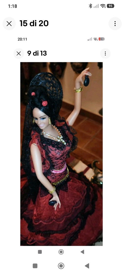 Pareja de bailarines de flamenco de 48 cm, estilo vintage español, de Marin Chiclana – decoratieve objecten, Plastic, Textile