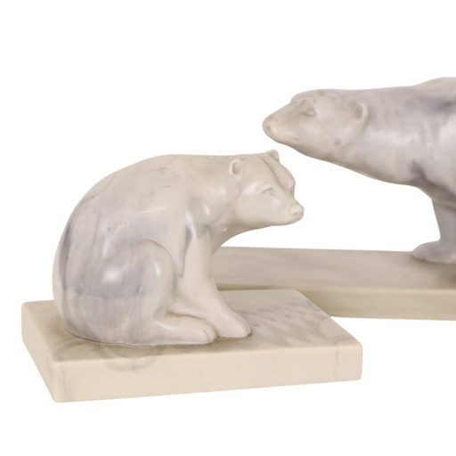 Set vintage di 3 statuette di animali in marmo artificiale Inuit Canada – beeldhouwkunst, Plastic (photo 2 of 19)