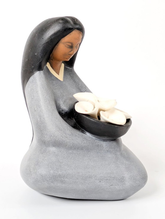 Image 1 of 1970s Tonalá "Las Marias" Handmade Figurine | Vintage Mexican Folk Art Pottery